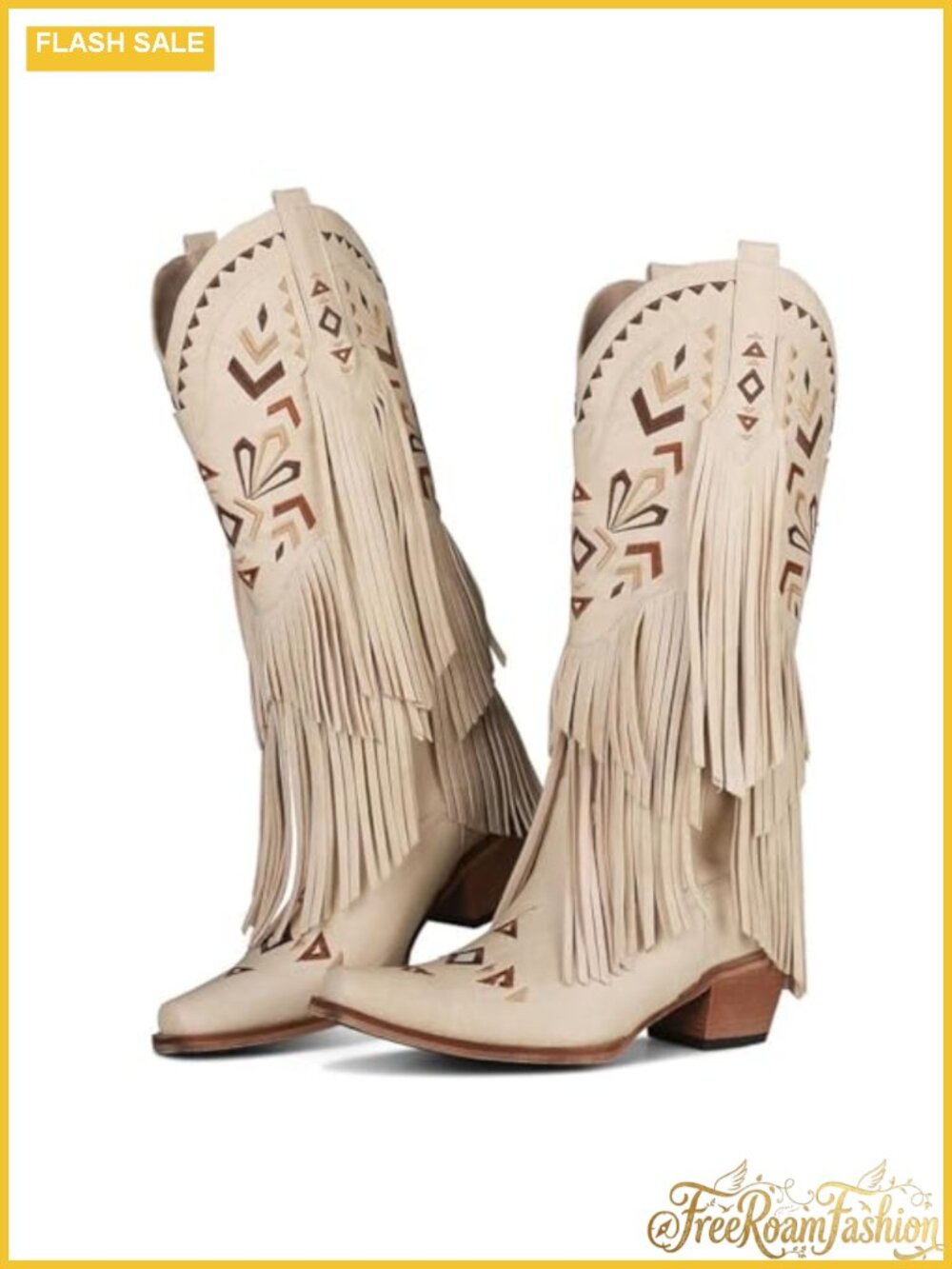 Women's Knee High Western Cowgirl Boots Fringe Pointed Toe Block Heel